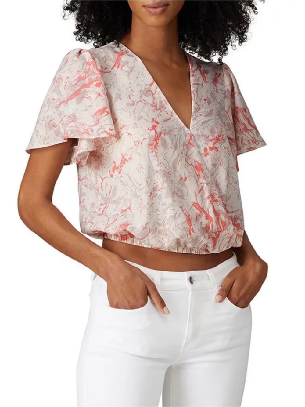 ASTR the Label Printed Surplice Top, XL, EUC